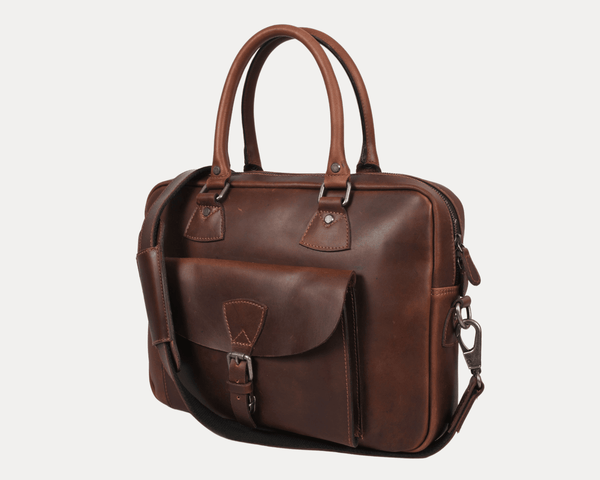 Miramas Leather Office Bag – Walnut Brown - Aaron Leather Goods