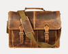 Phoenix Leather Briefcase - Caramel Brown - Aaron Leather Goods