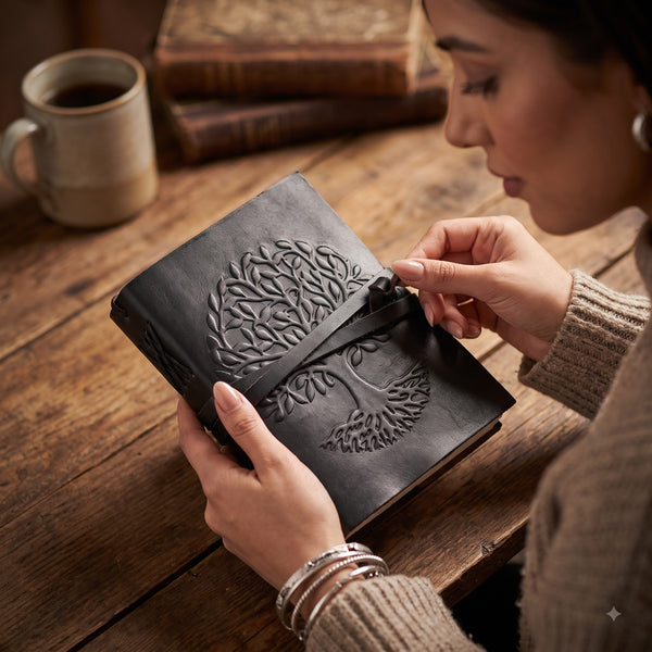 Vintage Leather Journal with Tree of Life | Handmade Rustic Diary