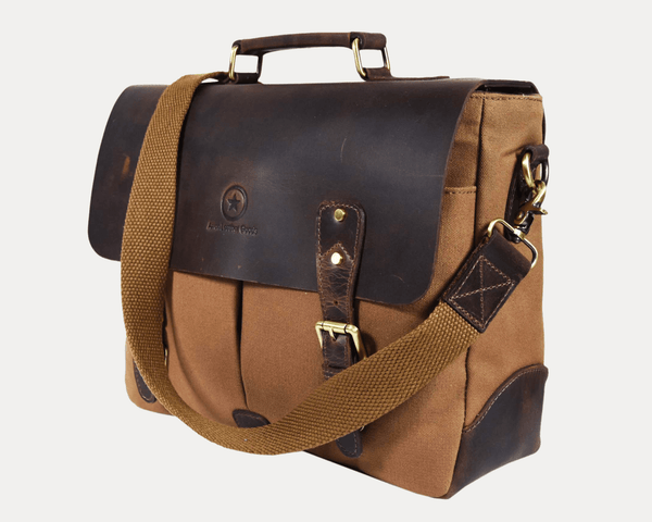Prato Canvas Messenger Bag - Beige - Aaron Leather Goods