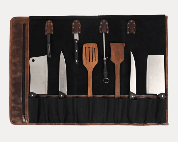 Arctic Blade Quilted Leather Knife Roll - Sienna - Aaron Leather Goods