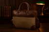 Premium Full-Grain Leather & Canvas Laptop Briefcase for Men | Handmade Office & Travel Bag by Aaron Leather Goods - Aaron Leather Goods