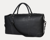 Black Full-Grain Leather Duffle Bag with White Stitching – Handmade Travel Weekender by Aaron Leather Goods"