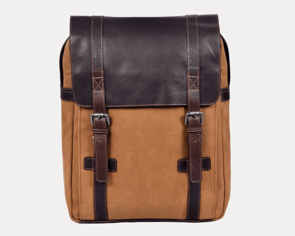 Rustic Rover Waxed Canvas Leather Backpack - Aaron Leather Goods