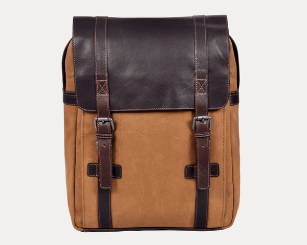 Rustic Rover Waxed Canvas Leather Backpack - Aaron Leather Goods