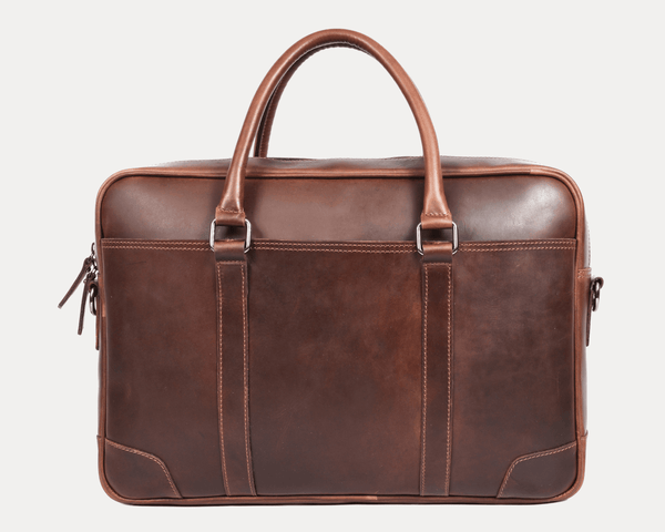 Broadway Leather Office Bag – Walnut Brown - Aaron Leather Goods