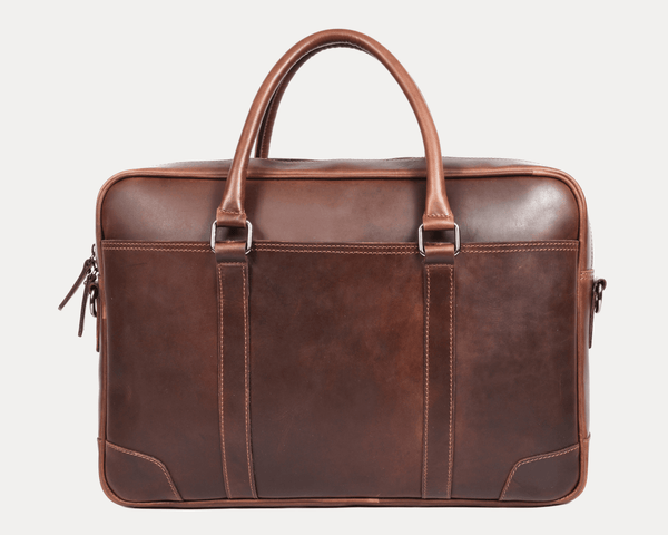 Broadway Leather Office Bag – Walnut Brown - Aaron Leather Goods