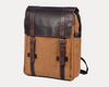 Tan Canvas and Brown Leather Backpack with Dual Buckle Straps – Vintage Travel Rucksack by Aaron Leather Goods