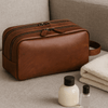 Buffalo Leather Dopp Kit for Men – Vintage Brown Toiletry Travel Bag with Dual Compartments | LH - WB - 185 by Aaron Leather Goods - Aaron Leather Goods