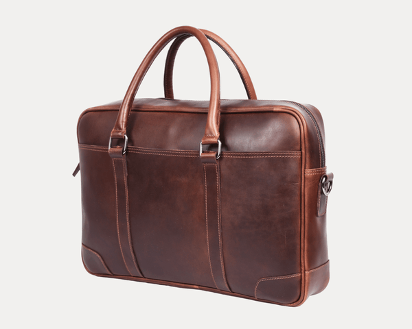 Broadway Leather Office Bag – Walnut Brown - Aaron Leather Goods