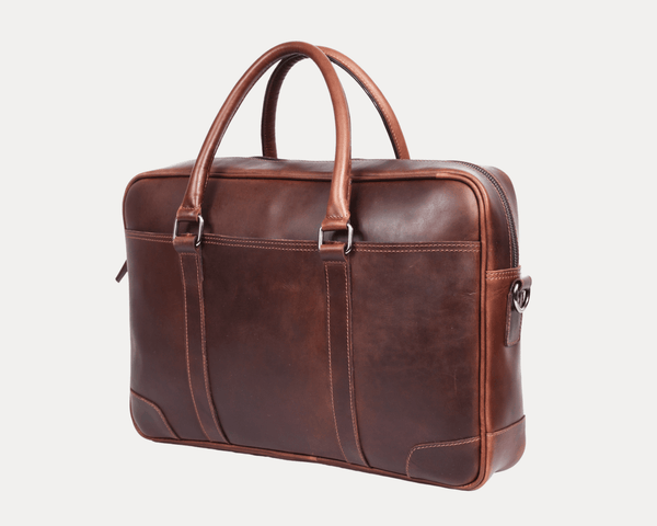 Broadway Leather Office Bag – Walnut Brown - Aaron Leather Goods