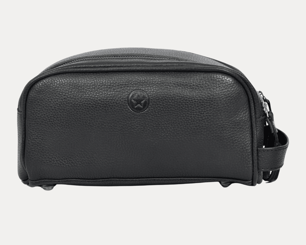 Amethyst Glow Leather Toiletry Bag - Black - Aaron Leather Goods