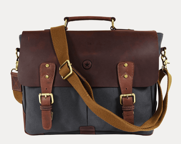 Prato Canvas Messenger Bag - Charcoal Grey - Aaron Leather Goods