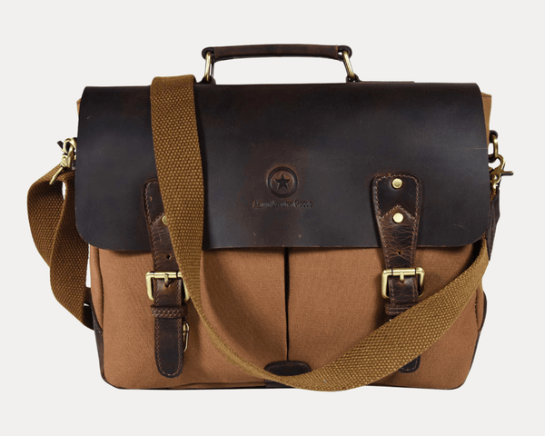 Prato Canvas Messenger Bag - Beige - Aaron Leather Goods