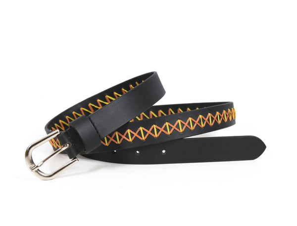 Zynkora Leather Suede Belt - Black - Aaron Leather Goods