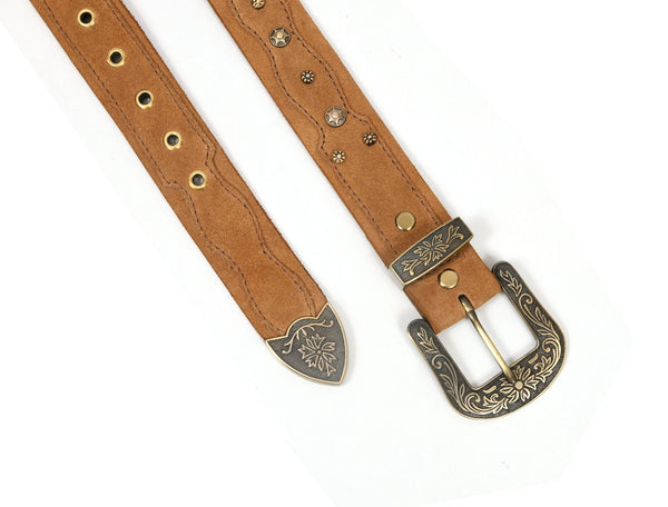 Zynkora Leather Suede Belt - Brown - Aaron Leather Goods