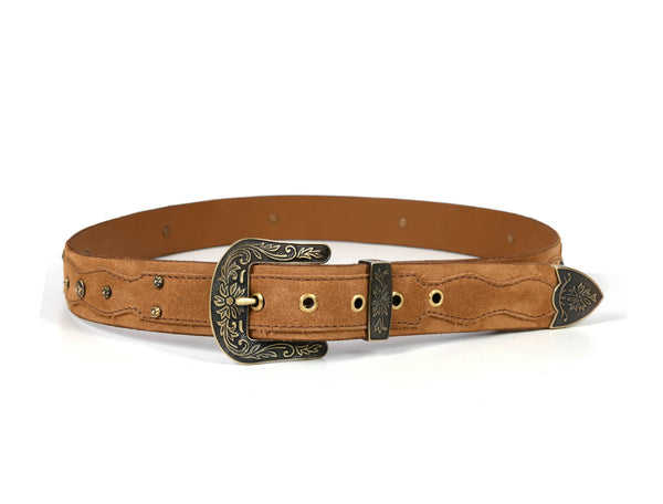 Zynkora Leather Suede Belt - Brown - Aaron Leather Goods