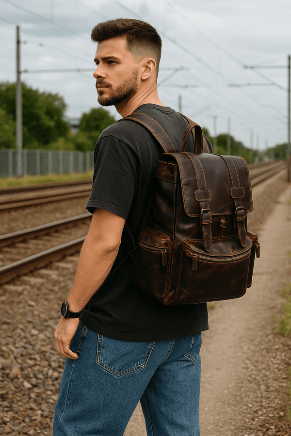 Vintage Full - Grain Leather Backpack – Travel, Work & Laptop Bag - Aaron Leather Goods