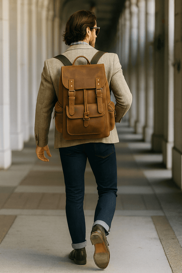 Leather Backpack – Premium Full - Grain Cow Leather Travel Bag | Handmade Laptop Backpack for Men & Women by Aaron Leather Goods - Aaron Leather Goods