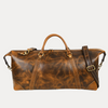 Vintage Brown Full-Grain Leather Duffle Bag with Adjustable Shoulder Strap – Handmade Travel Weekender by Aaron Leather Goods