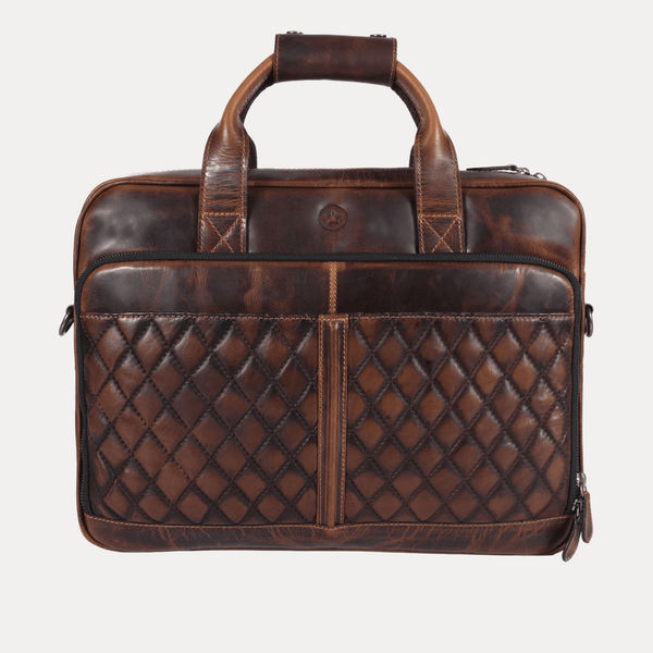 Classic Leather Laptop Briefcase by Aaron Leather Goods – Vintage Executive Style - Aaron Leather Goods