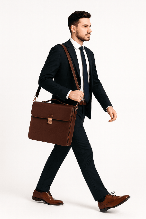 The Regent – Classic Brown Leather Portfolio for the Modern Professional - Aaron Leather Goods