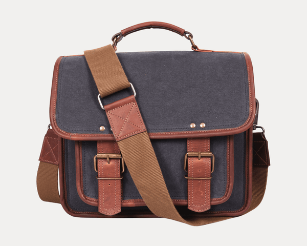 Lourdes Canvas Camera Bag - Gray - Aaron Leather Goods