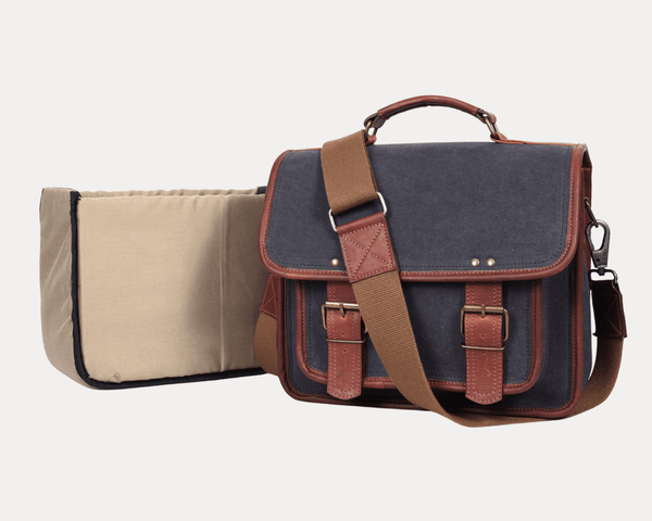 Lourdes Canvas Camera Bag - Gray - Aaron Leather Goods