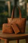 Mieres Travel Tote Bag Combo – Gingerbread - Aaron Leather Goods