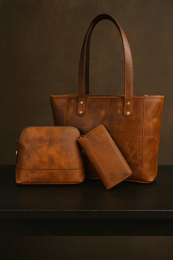 Mieres Travel Tote Bag Combo – Caramel Brown