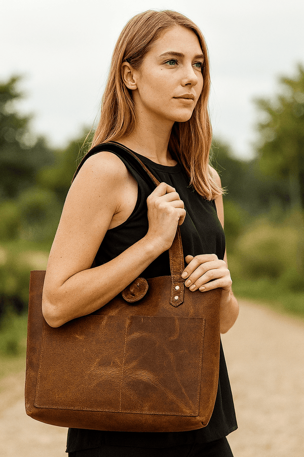 Melilla Travel Tote Bag – Caramel Brown - Aaron Leather Goods