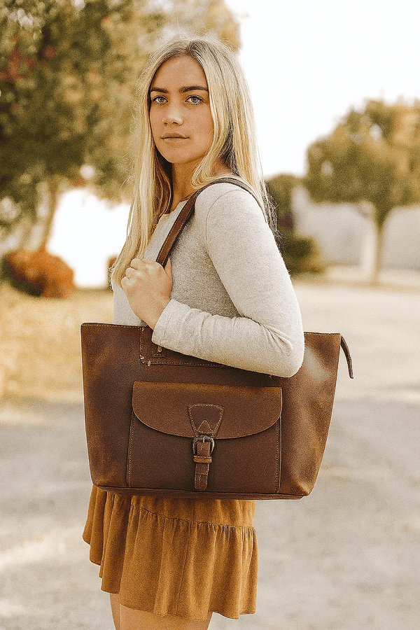 Brittany Travel Tote Bag – Walnut Brown - Aaron Leather Goods