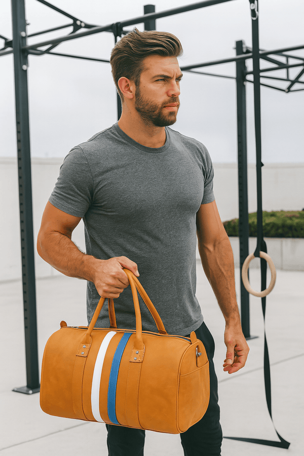 Luxura Leather Duffle Bag - Tan - Aaron Leather Goods