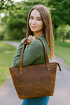 Mieres Travel Tote Bag – Chestnut - Aaron Leather Goods