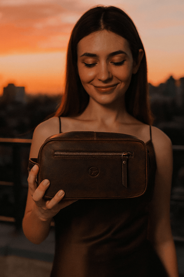 Segovia Leather Toiletry Bag - DarK Brown Listing - Aaron Leather Goods
