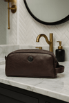Omaha Leather Toiletry Bag - Walnut Brown - Aaron Leather Goods