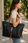 Abston Travel Tote Bag - Raven Black - Aaron Leather Goods