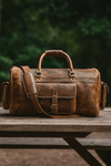 Pamplona Leather Duffle Bag - Walnut Brown - Aaron Leather Goods