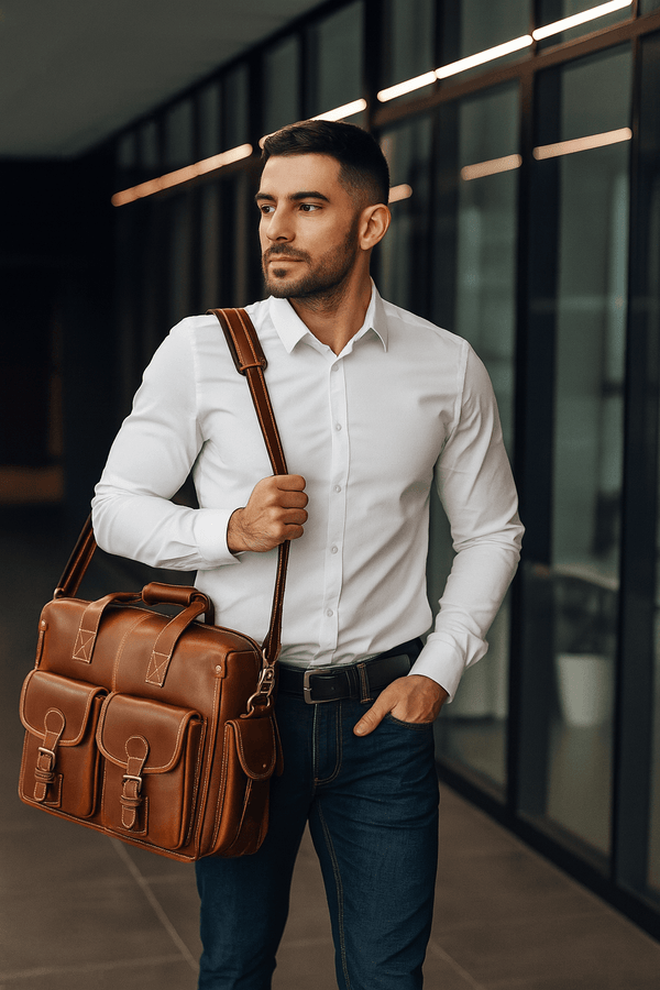 Aaron Leather Goods – Premium Leather Briefcase Bag - Aaron Leather Goods