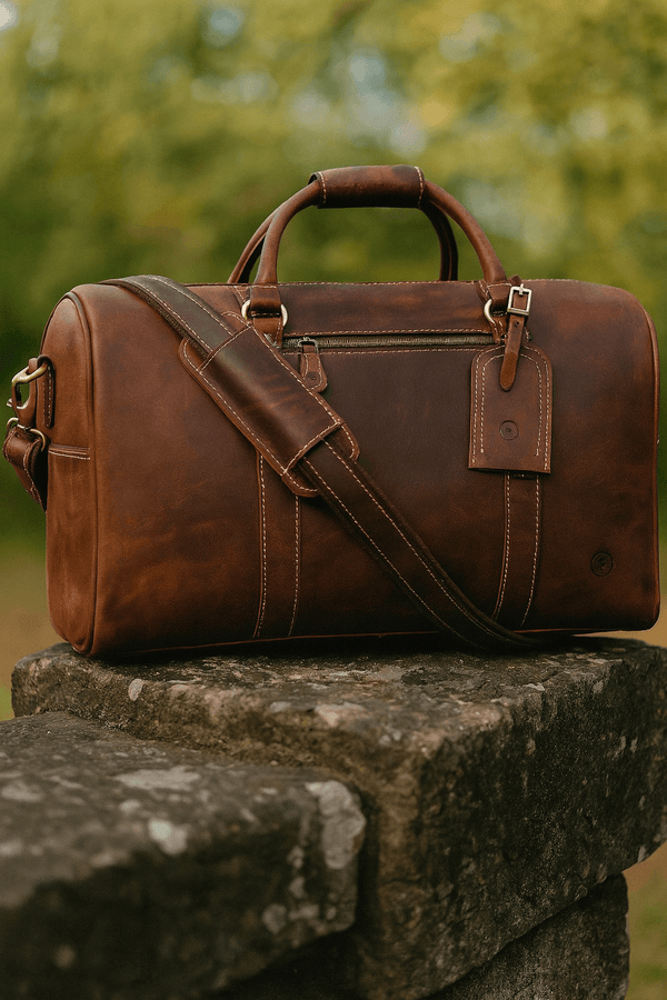 Taranto Leather Weekender Bag - Tan - Aaron Leather Goods