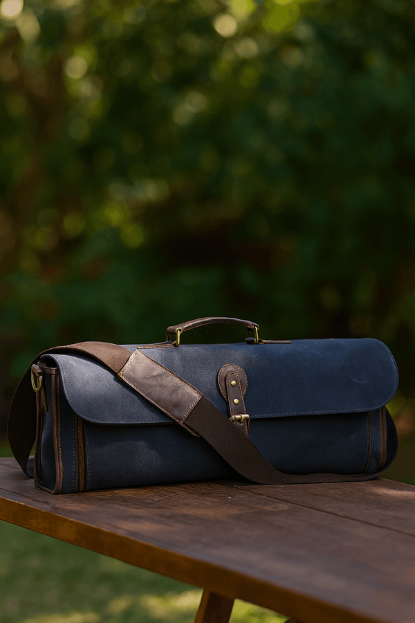 Vendome Canvas Knife Roll & Bag Combo - Grey - Aaron Leather Goods