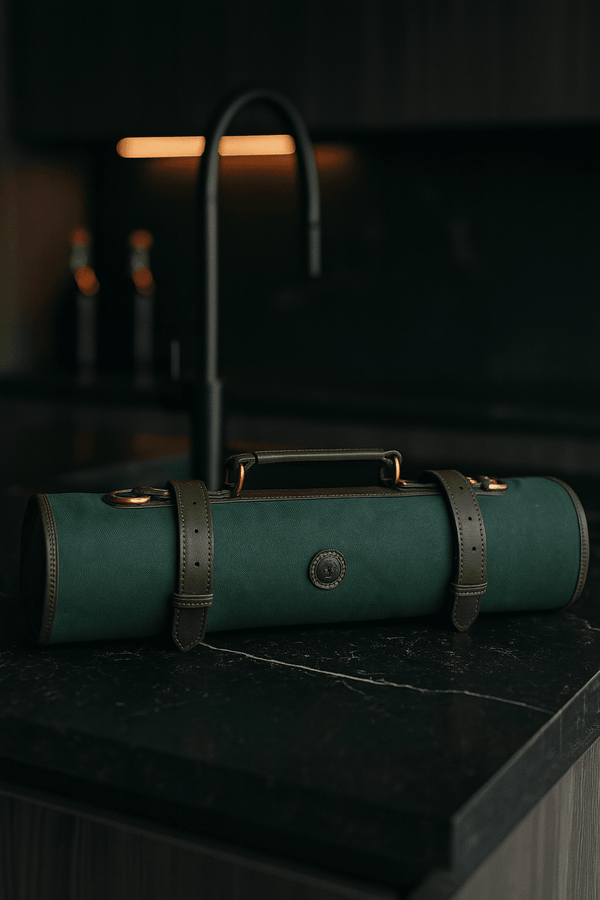 Malaga Canvas Knife Roll - Pine Green - Aaron Leather Goods