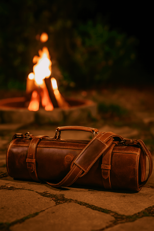 Vicenza Leather Knife Roll - Caramel Brown - Aaron Leather Goods