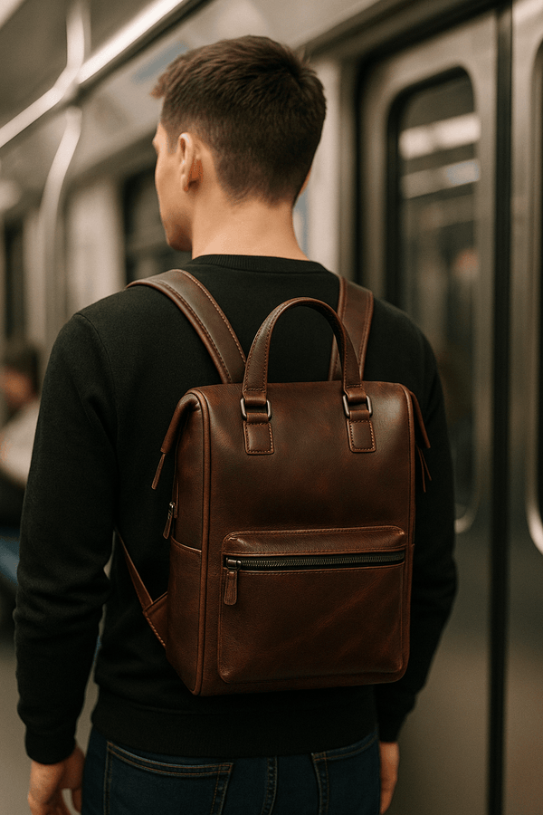Oakland Leather Backpack - Walnut Brown - Aaron Leather Goods