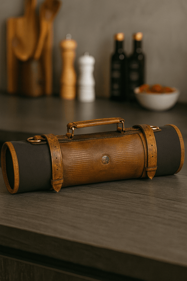 Marchena Canvas Knife Roll - Grey - Aaron Leather Goods