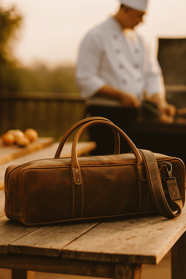 Tuscania Leather Knife Bag - Caramel Brown - Aaron Leather Goods