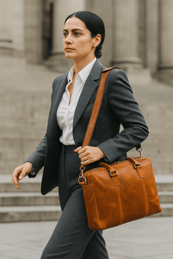 Aaron Leather Goods Full - Grain Leather Office Bag – Sleek Black Laptop Briefcase for Men - Aaron Leather Goods