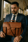 Ancona Leather Office Bag 15" - Gingerbread - Aaron Leather Goods