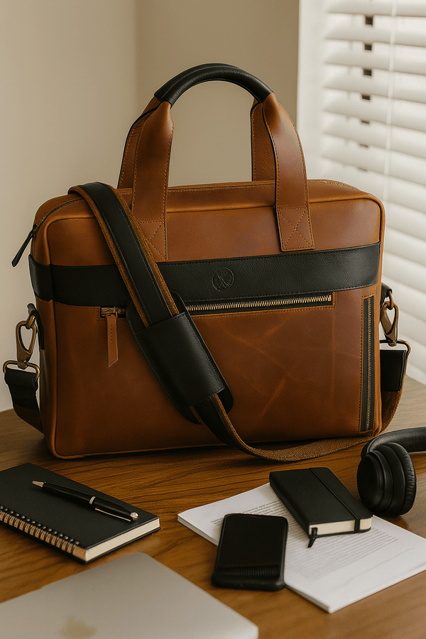 Brooklyn Leather Office Bag - Lux Tan - Aaron Leather Goods