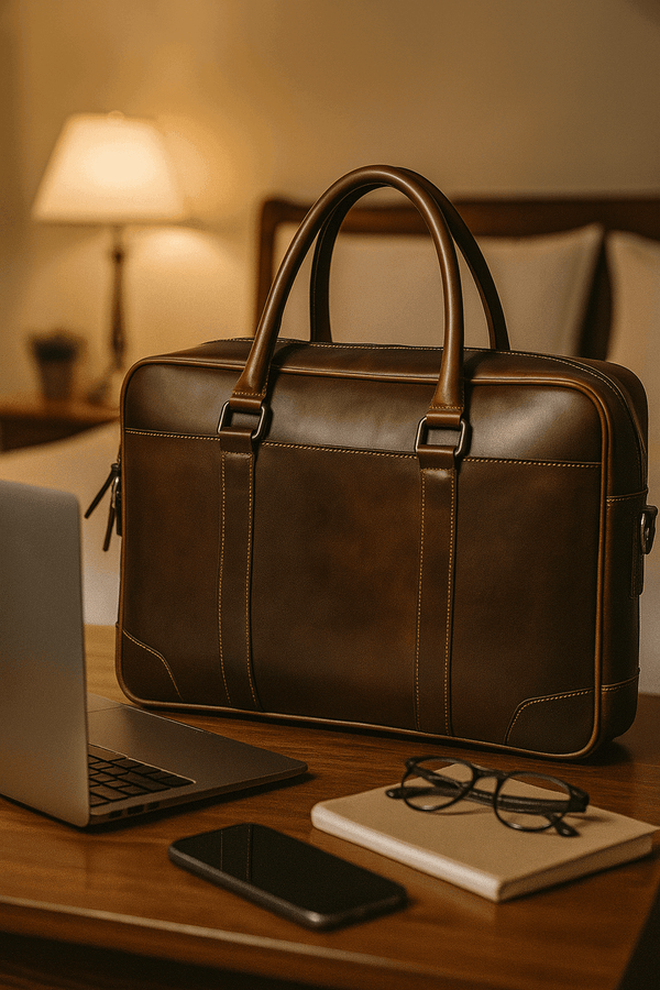 Broadway Leather Office Bag – Walnut Brown - Aaron Leather Goods